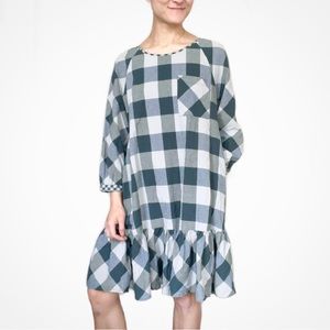 Gorman blue gingham check drop waist dress